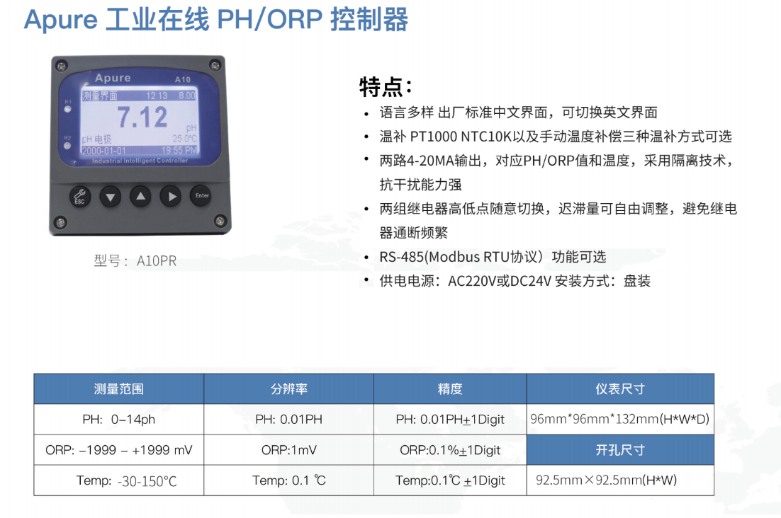 A10型PH/ORP控制器-在線PH計